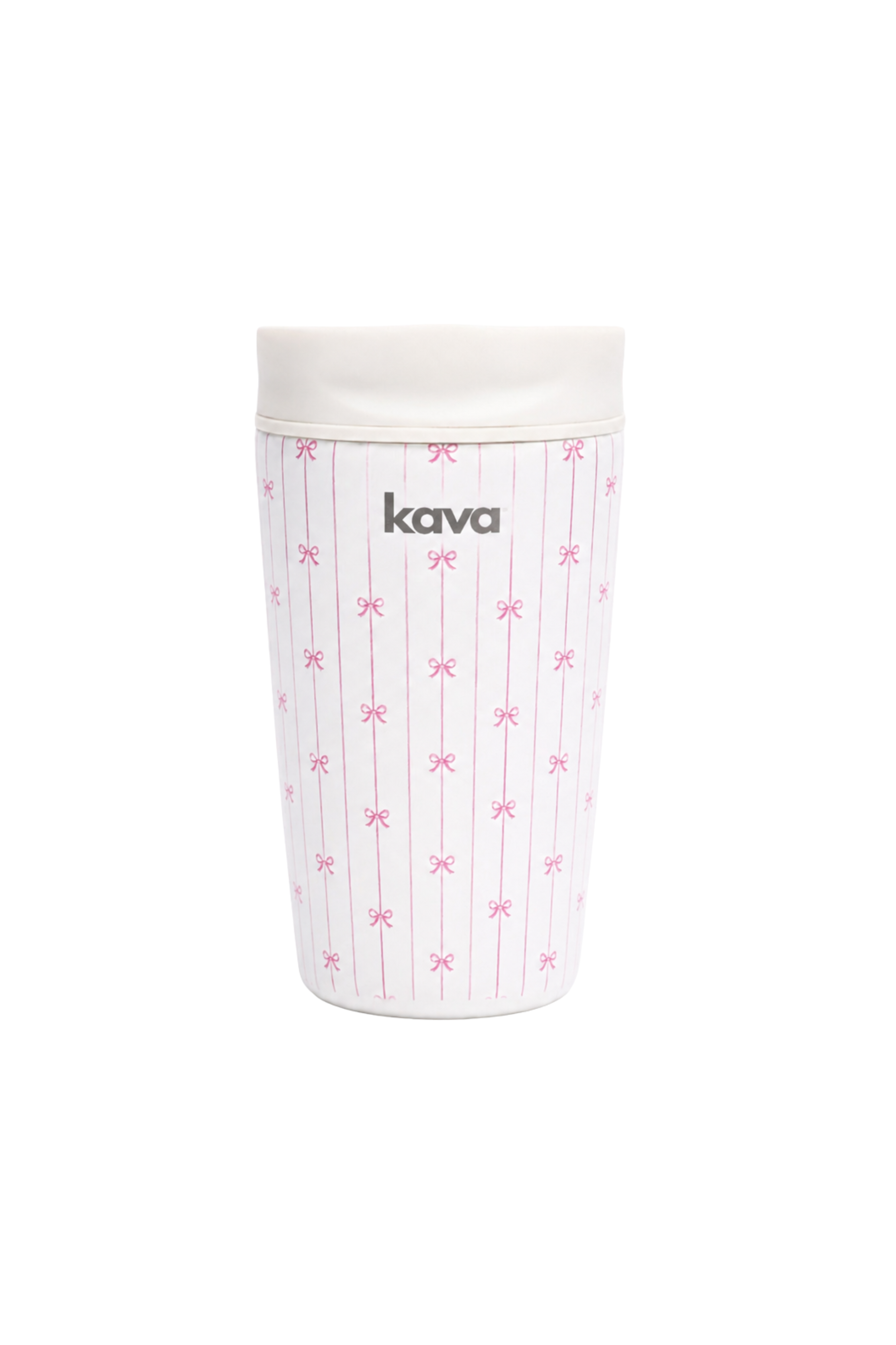 Kava Bows Go Cup, insulated travel cup with bow print
