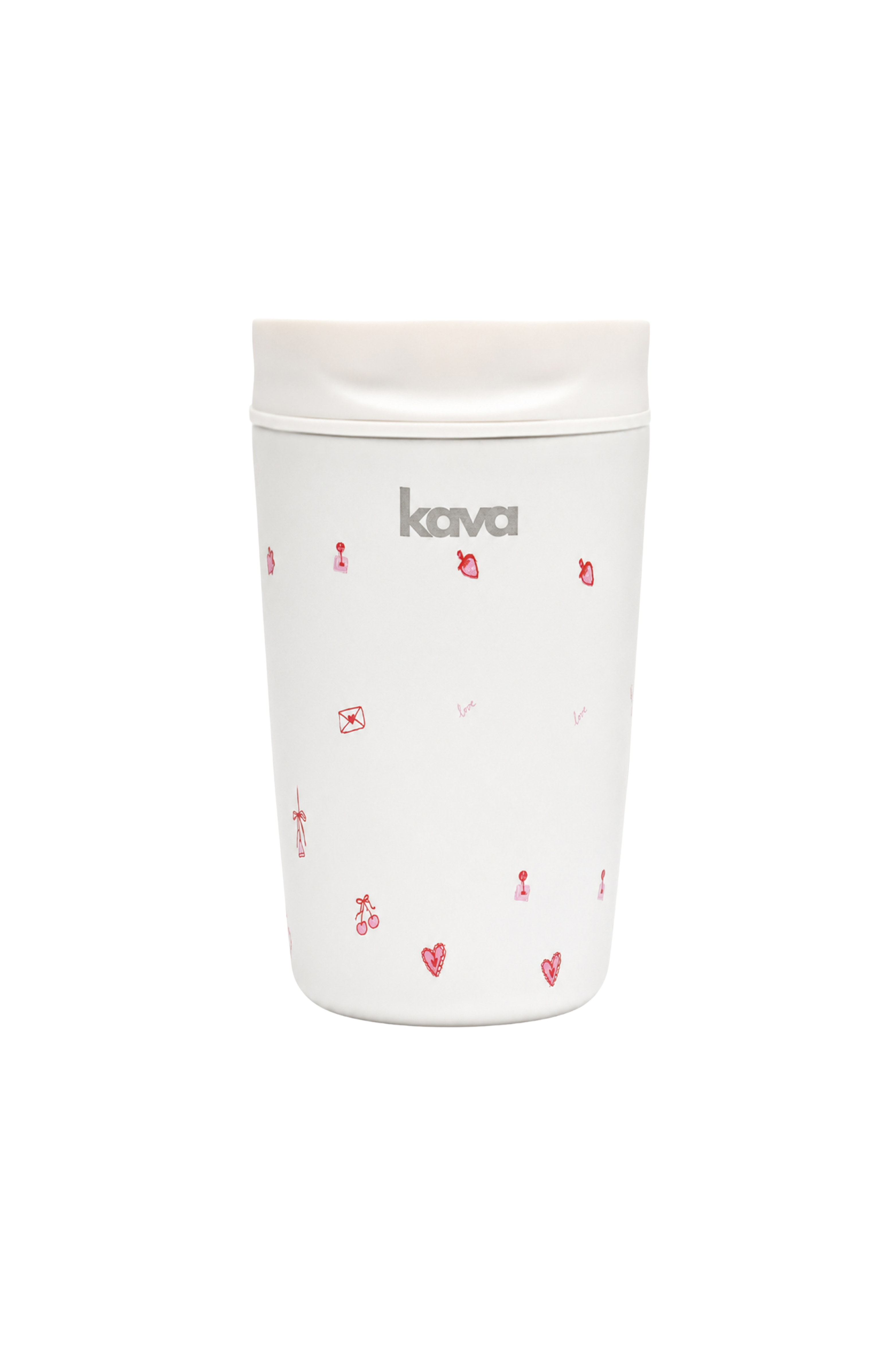 Kava Love Go Cup, insulated travel cup with heart print