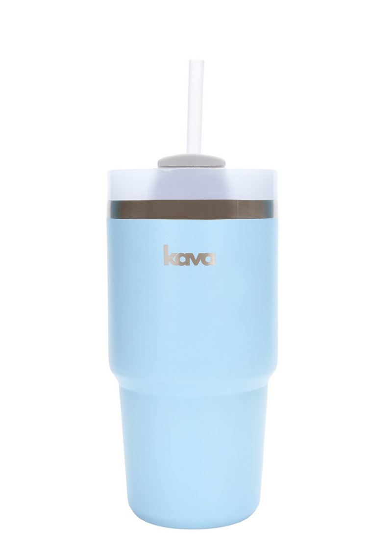 Kava Baby Blue Mug, stainless steel coffee mug, baby blue finish