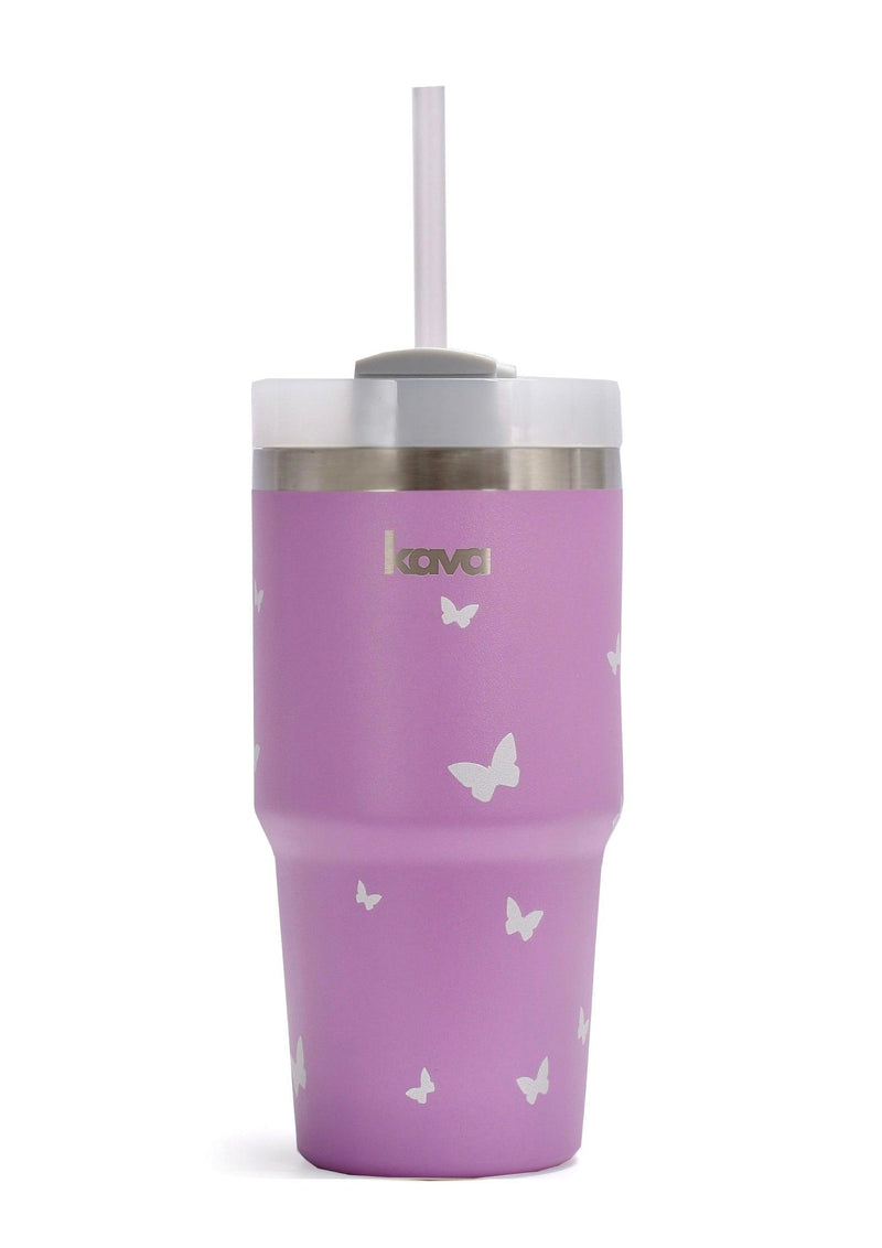 Kava Butterflies Mug, stainless steel coffee mug with butterfly print