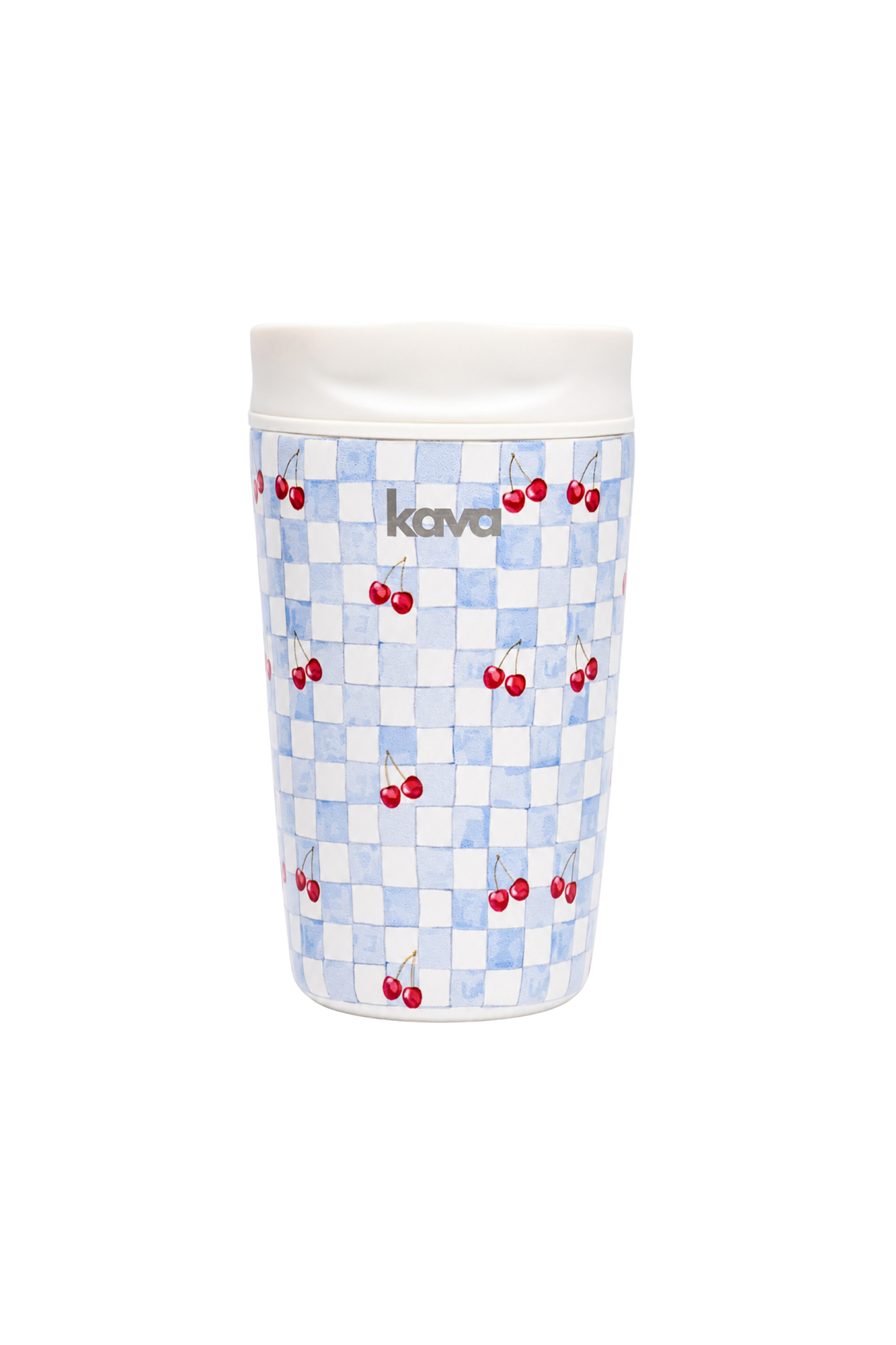 Kava Sweet Cherry Go Cup, insulated travel cup with cherry print