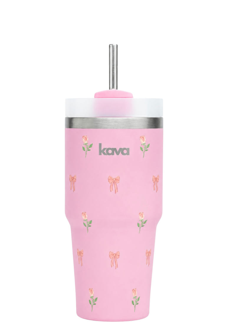 Kava Bows & Flowers Mug, stainless steel coffee mug