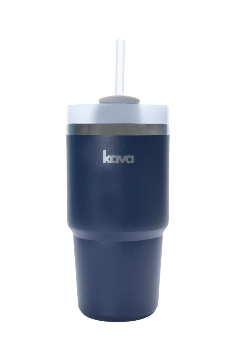 Kava Navy Mug, stainless steel coffee mug, navy finish